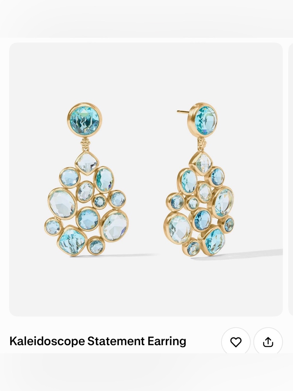 Julie Vos Kaleidoscope Statement Earring 24 K gold plated Bahamian blue